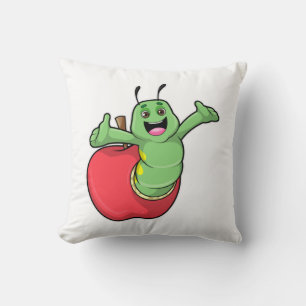 Caterpillar with Apple Throw Pillow