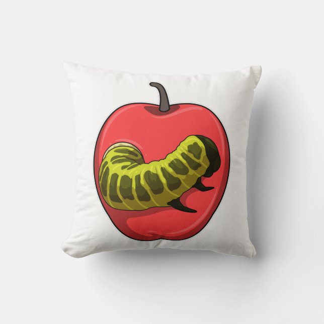 Caterpillar with Apple Throw Pillow (Front)