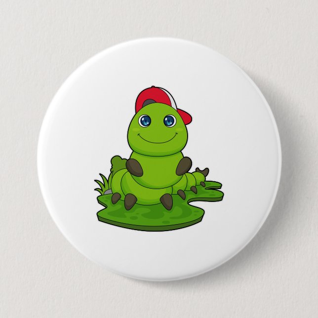 Caterpillar with Cap 3 Inch Round Button (Front)