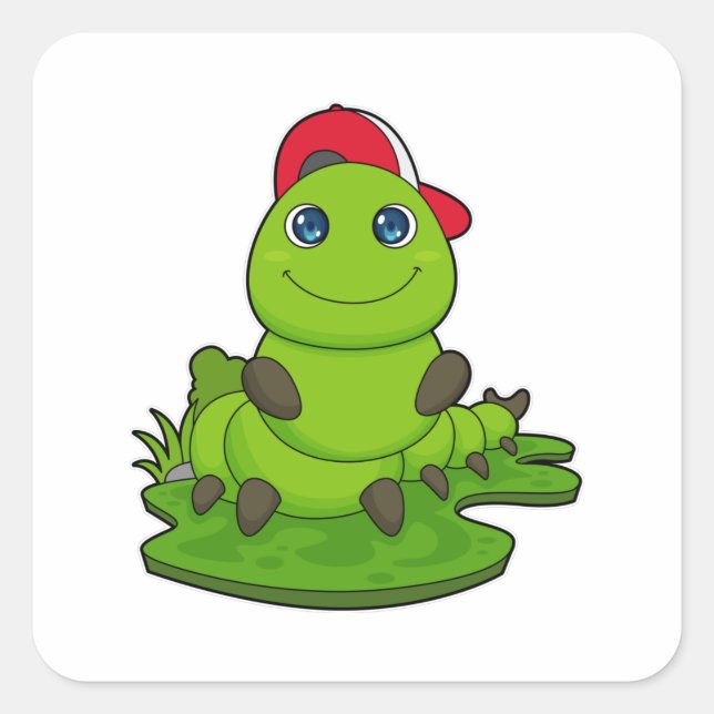 Caterpillar with Cap Square Sticker (Front)