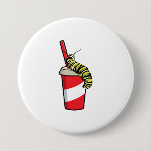 Caterpillar with Drink 3 Inch Round Button