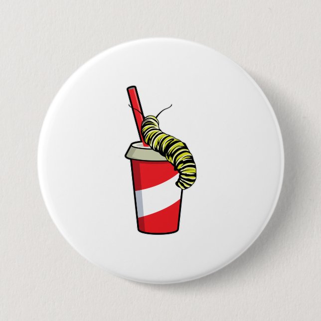 Caterpillar with Drink 3 Inch Round Button (Front)