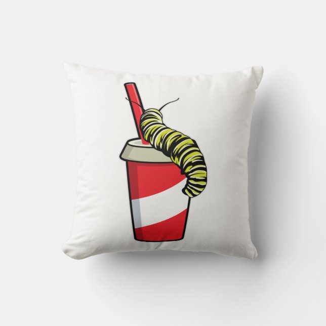 Caterpillar with Drink Throw Pillow (Front)