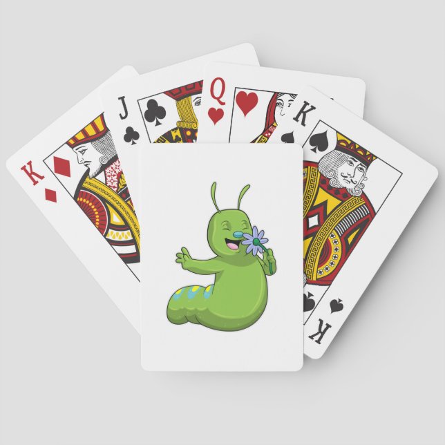 Caterpillar with Flower Daisy Playing Cards (Back)