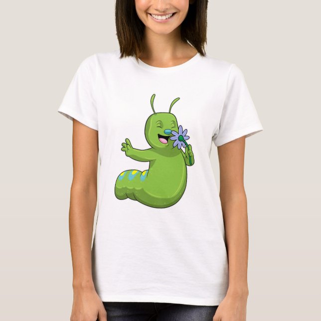 Caterpillar with Flower Daisy T-Shirt (Front)