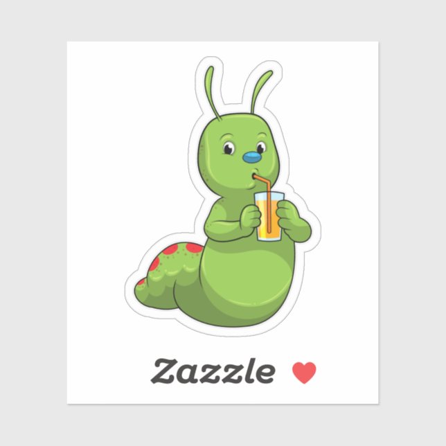 Caterpillar with Glass of Orange juice (Sheet)