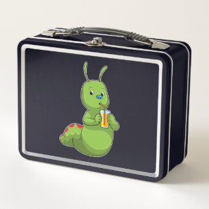 Caterpillar with Glass of Orange juice Metal Lunch Box