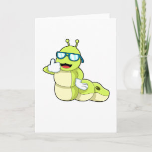 Caterpillar with Glasses Card