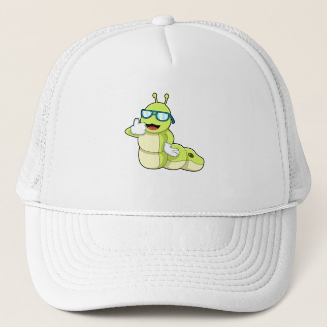 Caterpillar with Glasses Trucker Hat (Front)