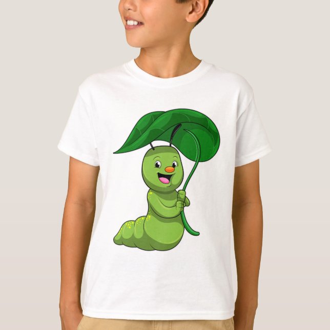 Caterpillar with Leaf as Parasol T-Shirt (Front)