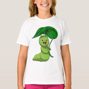 Caterpillar with Leaf as Parasol T-Shirt