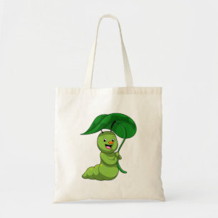 Caterpillar with Leaf as Parasol Tote Bag