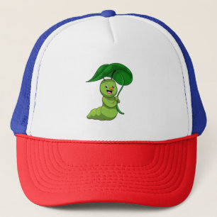 Caterpillar with Leaf as Parasol Trucker Hat