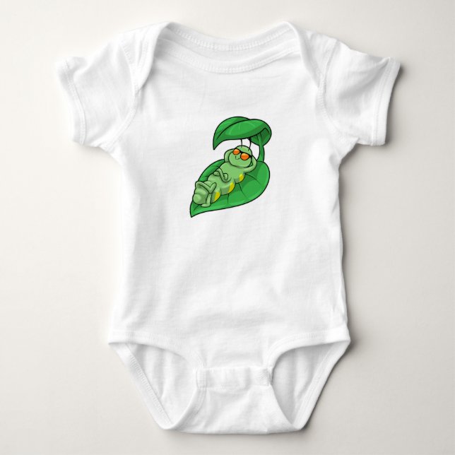 Caterpillar with Leaf Baby Bodysuit (Front)