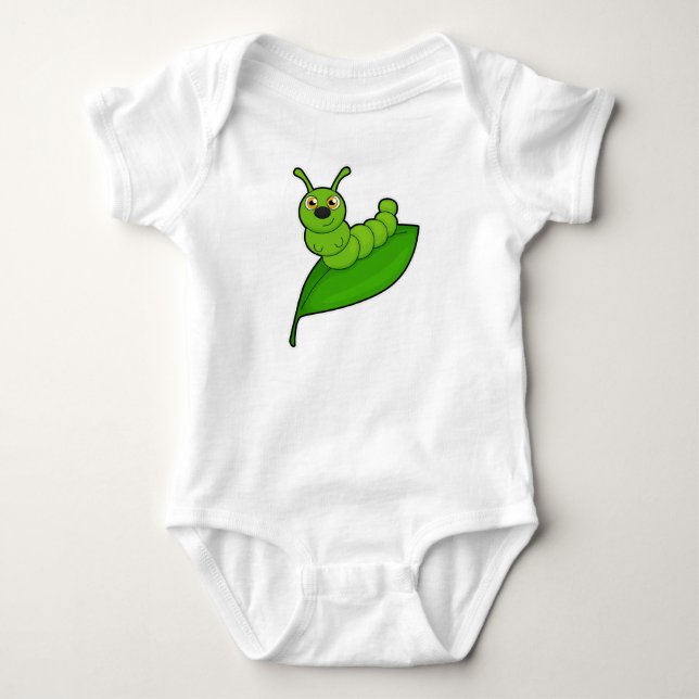 Caterpillar with Leaf Baby Bodysuit (Front)