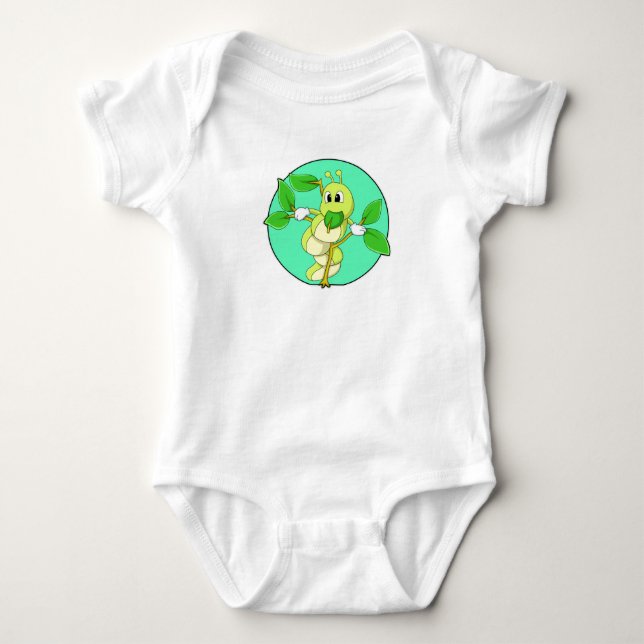 Caterpillar with Leaf Baby Bodysuit (Front)