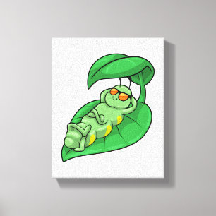 Caterpillar with Leaf Canvas Print
