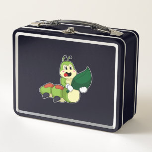 Caterpillar with Leaf Metal Lunch Box