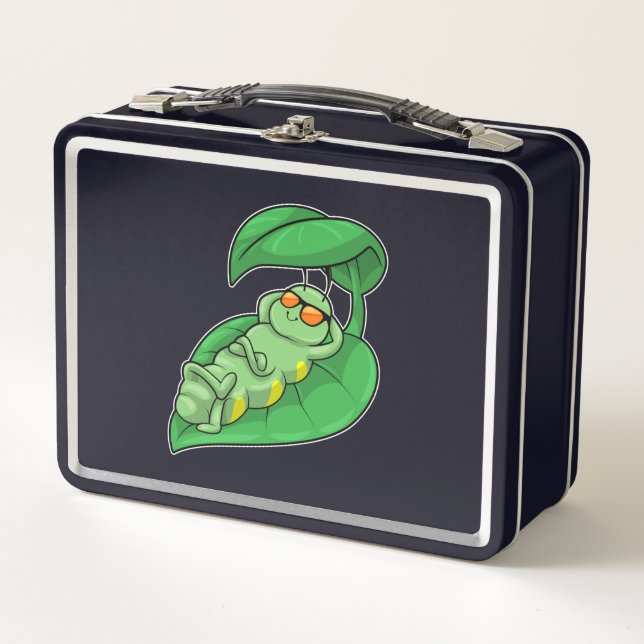 Caterpillar with Leaf Metal Lunch Box (Front)