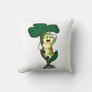 Caterpillar with Leaf Throw Pillow