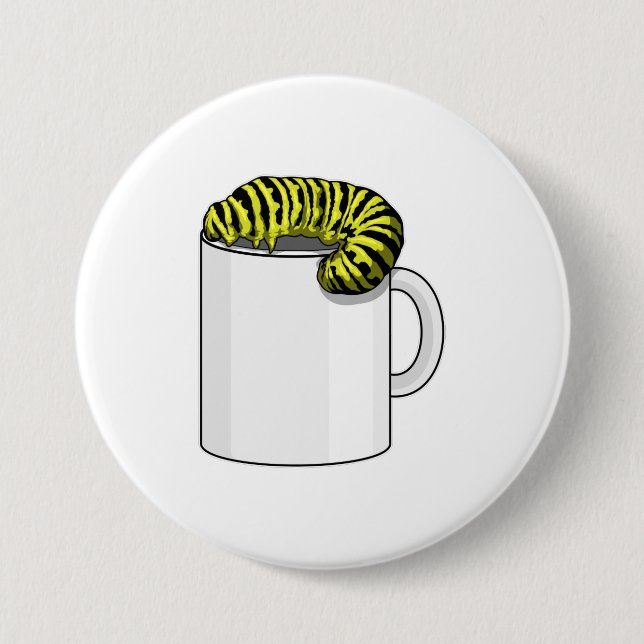 Caterpillar with Mug 3 Inch Round Button (Front)