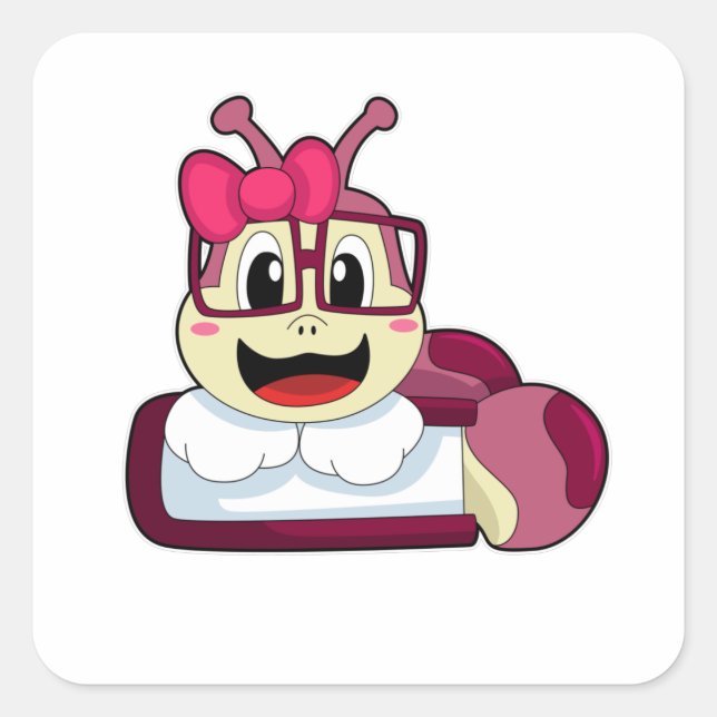 Caterpillar with Ribbon Square Sticker (Front)