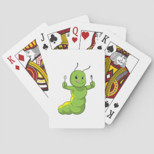 Caterpillar with Spoon & Fork Playing Cards