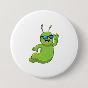 Caterpillar with Sunglasses 3 Inch Round Button