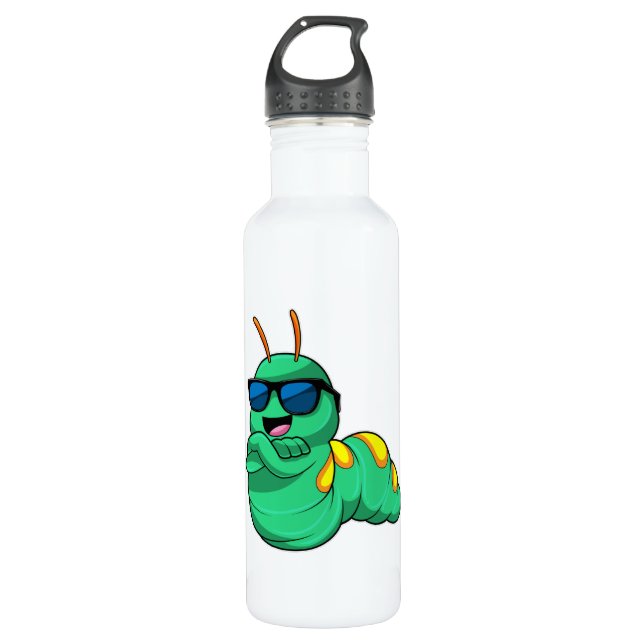 Caterpillar with Sunglasses 710 Ml Water Bottle (Front)