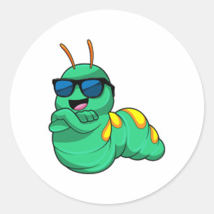 Caterpillar with Sunglasses Classic Round Sticker