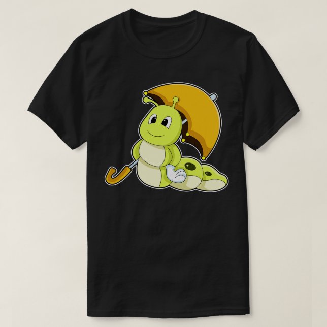 Caterpillar with Umbrella T-Shirt (Design Front)