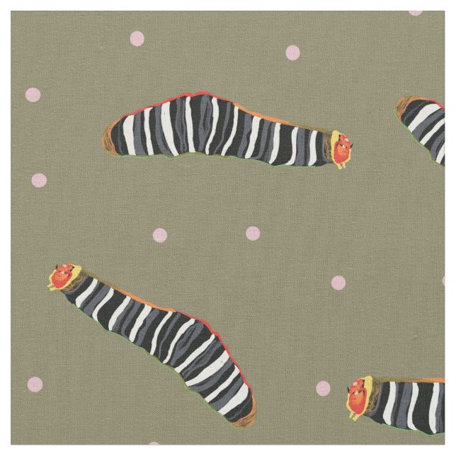 Caterpillars & Dots Fabric (Close Up)