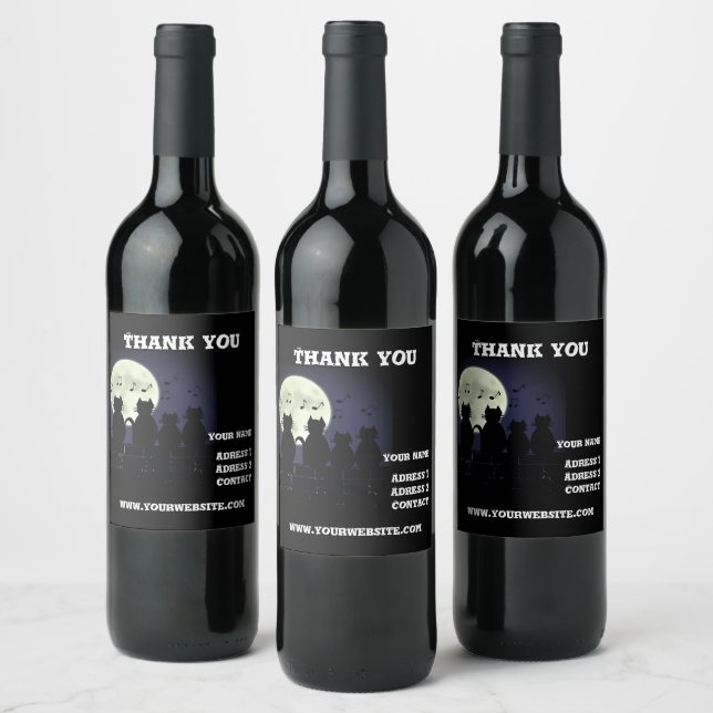 caterwauling ,Cats in the moonlight. Personalize Wine Label (Bottles)
