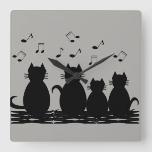 caterwauling square wall clock
