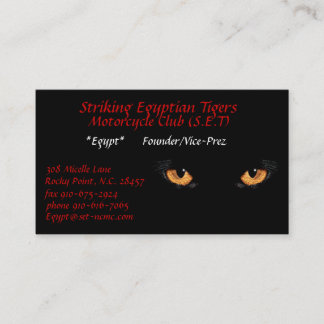 cateyes, Striking Egyptian Tigers, Motorcycle C... Business Card