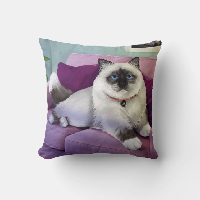 CatFans - Birman Cat Throw Cushion (Front)