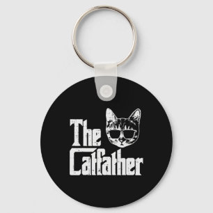 Catfather Funny Cat Dad Fathers Day Movie Pun Papa Keychain