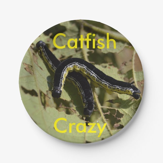 Catfish Crazy Catalpa Worms Paper Plate (Front)