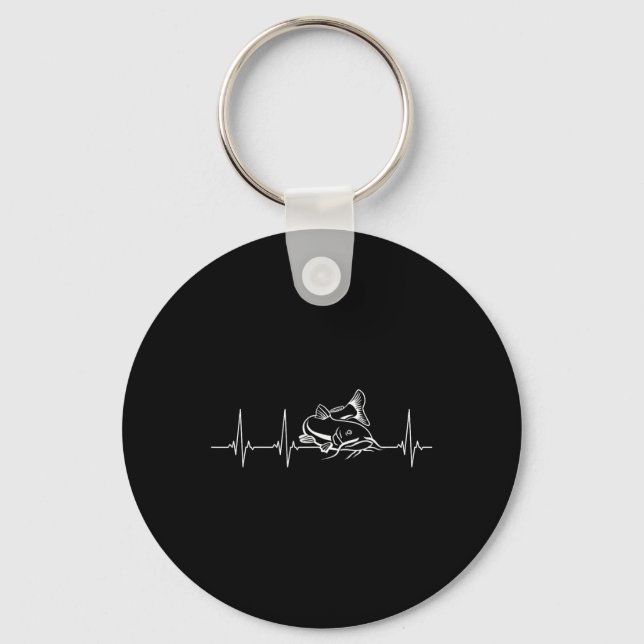 Catfish Fishing Heartbeat  Keychain (Front)