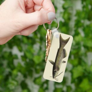 Catfish Fishing, Vintage Marine Life River Fish Keychain
