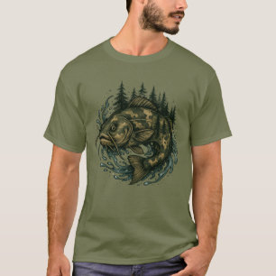 Catfish Lake Fishing Mountains Fisherman Fish  T-Shirt