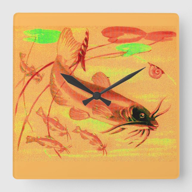 catfish square wall clock (Front)