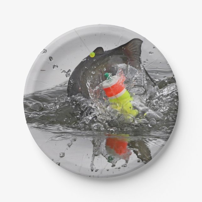 Catfish Takes The Bait Photographic Art Paper Plate (Front)