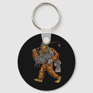 Catfishing Bigfoot Hunting Catfishermen Keychain