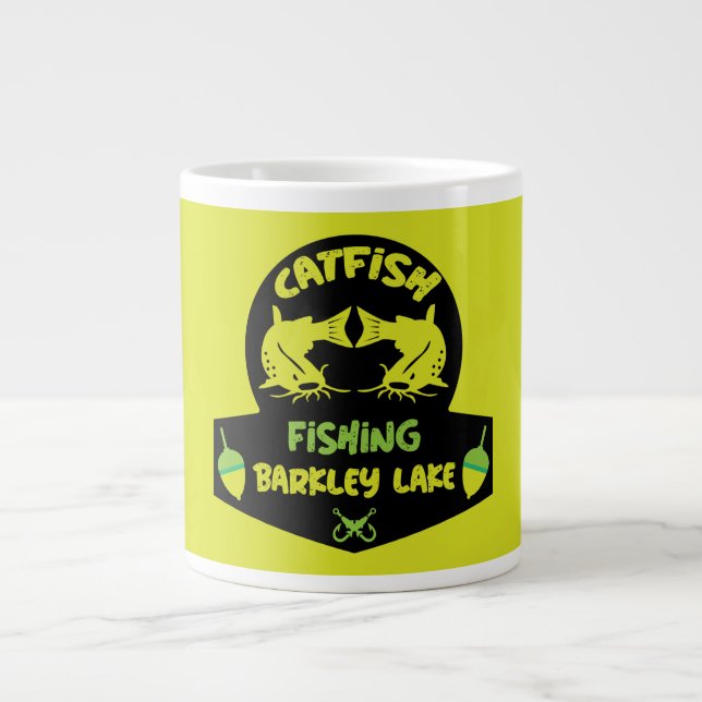 Catfishing Lake Barkley Kentucky Large Coffee Mug (Front)