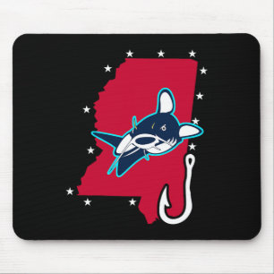 Catfishing Mississippi Flag Fishing Rod T Shirt  Mouse Pad