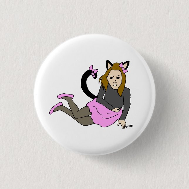 catgirl 1 inch round button (Front)