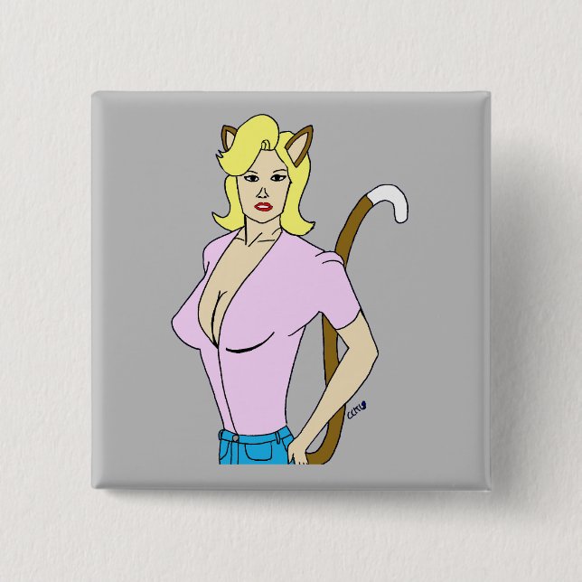 catgirl  2 inch square button (Front)