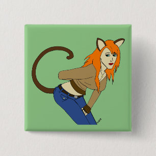 catgirl  2 inch square button