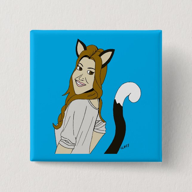catgirl  2 inch square button (Front)